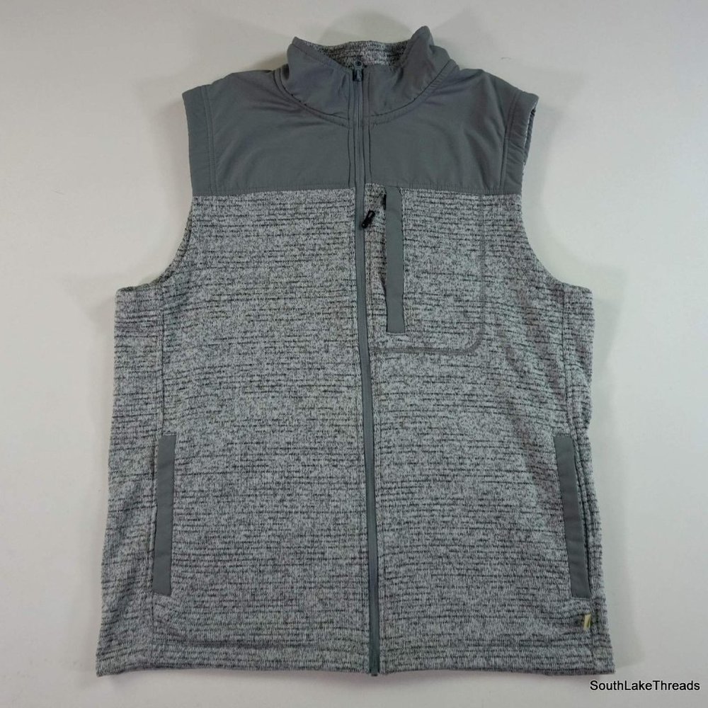 Lake Trail Vest Grey Knit Blend Full Zip Men's Large EUC